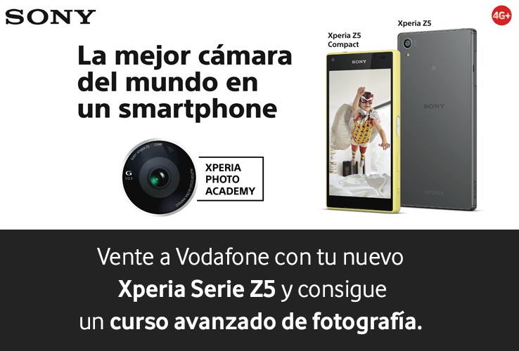 Vente a Vodafone con tu nuevo Xperia Serie Z5 y consigue un curso avanzado de fotografía